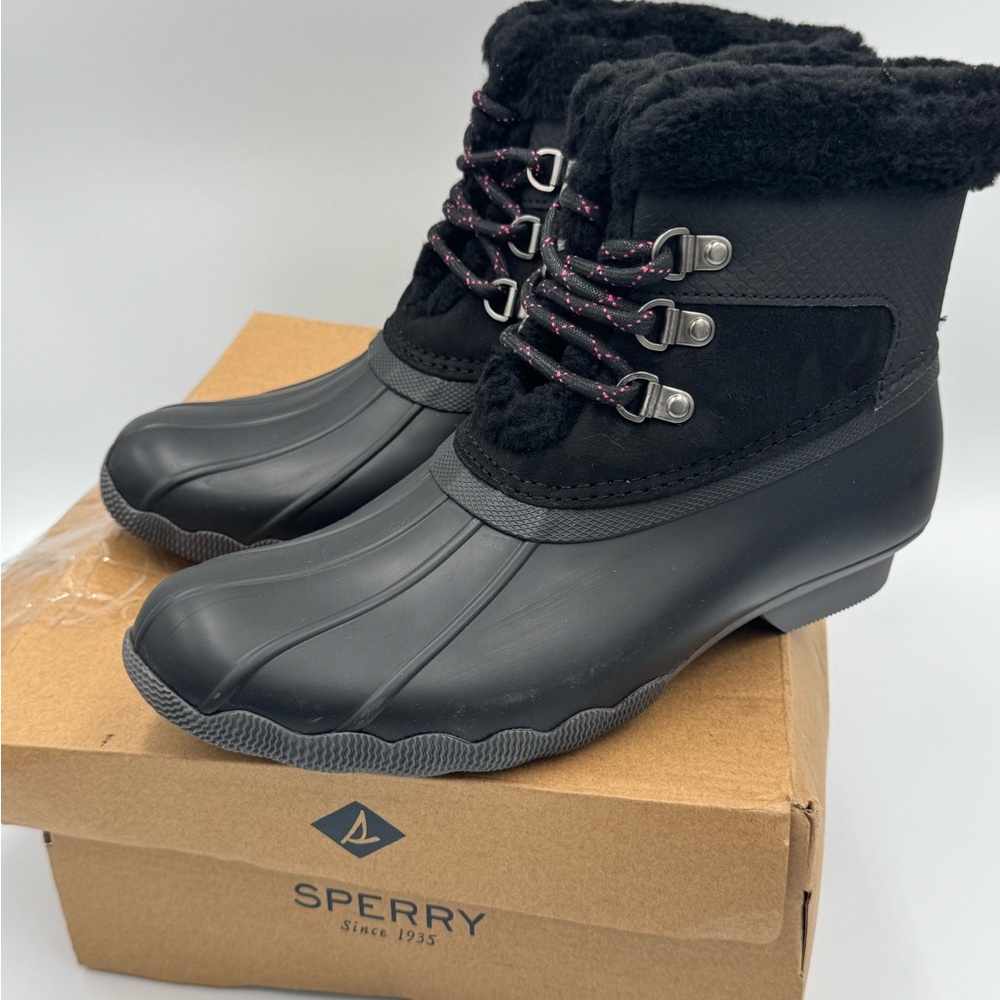 Sperry Alpine Saltwater Boots Girls 5 Black New